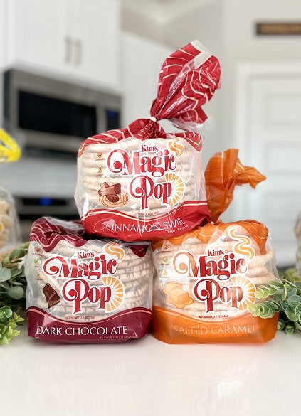 Kim's Magic Pop - Cinnamon Swirl Drizzled Flavor, Salted Caramel Flavor Drizzled & Dark Chocolate Combination [6 pack, 12 pack]