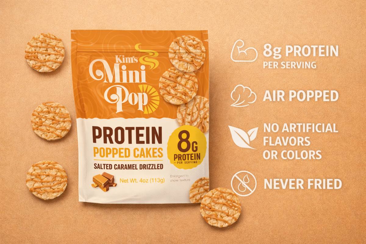 Kim’s Protein Mini Pop: Salted Caramel Drizzled Protein Popped Cakes (Pack of 6)
