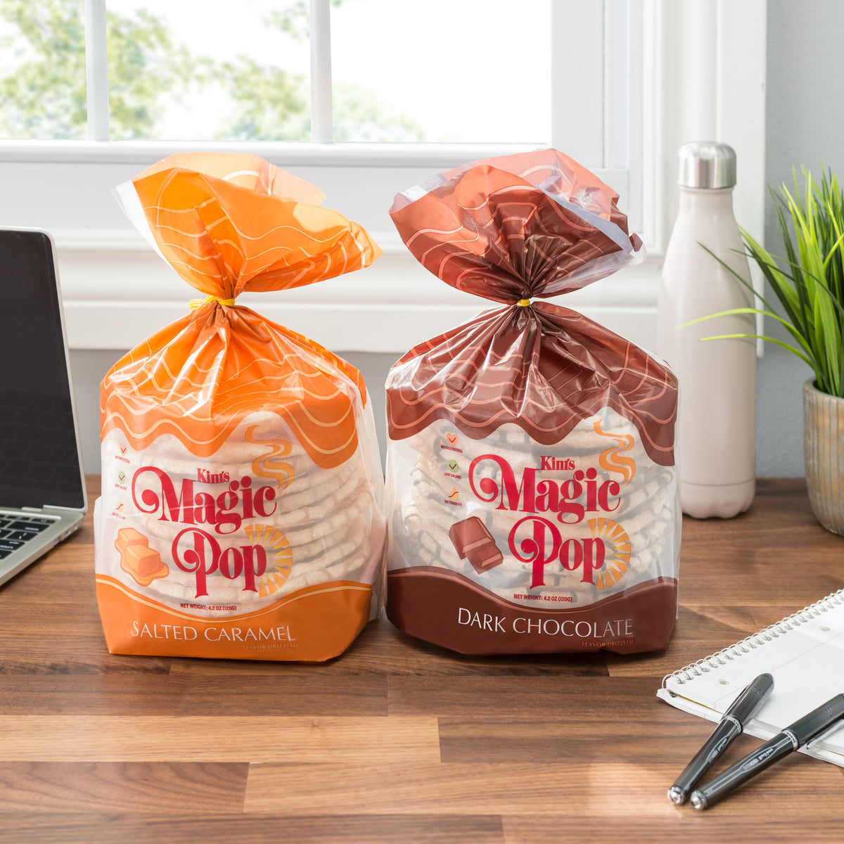 Kim's Magic Pop - Salted Caramel Flavor Drizzled & Dark Chocolate Combination [6 pack, 12 pack]